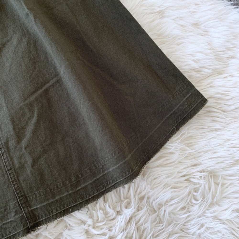 Zara Olive Green Floral Embroidered Fray Skirt - Picture 6 of 8